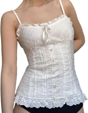 Y2K Sexy Lace V Neck Cami Crop Top Sleeveless Slim Fit Spaghetti Strap Tank Tops Crop Camisoles Summer Streetwear
